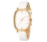 Orologio da donna cinturino in pelle sottile orologio da donna abito alla moda classico senza tempo semplice design analogico al quarzo con quadrante quadrato, bianco