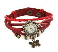 Orologio da donna con bracciale intrecciato a mano e foglia d'oro (rosso)