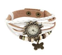 Orologio da donna con bracciale intrecciato a mano e foglia vintage (bianco)