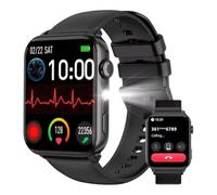 Orologio da donna con chiamata Bluetooth, torcia integrata, notifiche di social network, analisi del sonno, cardiofrequenzimetro, ossimetro, 100 modalità sport, per Android e iOS (nero)