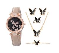 Orologio da donna con farfalla - Set da polso alla moda, confezione di accessori per gioielli, design alla moda ispirato alla farfalla, elegante collezione di accessori multifunzione con personaggi