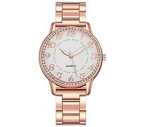 Orologio da donna con movimento al quarzo, orologio da polso con cinturino e numeri grandi, Oro rosa, misura unica