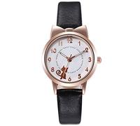 Orologio da donna con quadrante in pelle, elegante, con numeri di orologio da donna, Nero , One Size