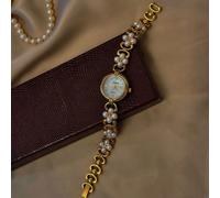 Orologio da donna di alta gamma, elegante e vintage, con intarsi di perle, quadrante rotondo madreperla, resistente all'acqua fino a 30 metri, adatto per uso quotidiano, feste, vacanze, uscite, decora