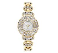 Orologio da donna di lusso con quadrante rotondo impermeabile in cristallo Bling strass orologio placcato IP lega oro argento cinturino data calendario luminoso 3 lancette analogico al quarzo