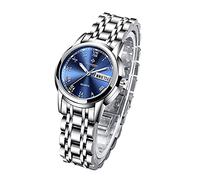 Orologio da donna, impermeabile, con luce a vento, di lusso, non meccanico, alla moda, Blu, Bracciale