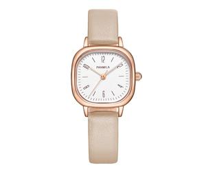 Orologio da donna impermeabile, movimento analogico al quarzo con cinturino in pelle, design minimalista, quadrante facile da leggere, Albicocca