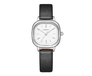 Orologio da donna impermeabile, movimento analogico al quarzo con cinturino in pelle, design minimalista, quadrante facile da leggere, Nero
