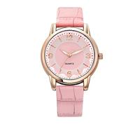 Orologio da donna in pelle, al quarzo, orologio da polso femminile, alla moda e semplice, due toni braccialetti per le donne, rosa, misura unica