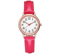 Orologio da donna in pelle, elegante, quadrante al quarzo, alla moda, con cinturino, Rosso, One Size