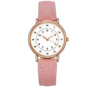 Orologio da donna Ms. Orologi casual in pelle analogico al quarzo orologio da polso orologio da polso Business Date Casual Step Counter per le donne, rosa, misura unica, Cinturino