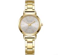 Orologio da donna piccolo per quadrante da 37 mm, cassa in plastica dorata | Custodia in plastica leggera, fibbia a piega singola, comoda vestibilità per tutto il giorno, design minimalista