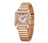 Orologio da donna quadrato, analogico, al quarzo, da donna, alla moda, classico, retrò, elegante regalo per donne, Rosa