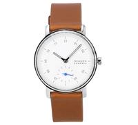 Skagen Kuppel Orologio per donna, movimento al quarzo con cinturino in acciaio inossidabile o in pelle, Marrone e bianco