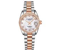 Orologio da donna Stuhrling Original - Bracciale in acciaio inossidabile con maglie, movimento al quarzo, analogico, quadrante in madreperla con data - Collezione di orologi da donna eleganti e casual