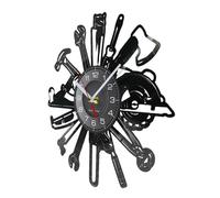 Orologio da garage silenzioso - Accessorio da parete originale in stile fai-da-te, quadrante grafico estetico, funzionamento regolare senza rumore, batteria AA | Officina uomo caverna hobby decorazion