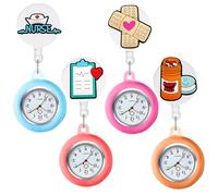 Orologio da infermiera, 4 pezzi, carino orologio da infermiera, con clip per donne e ragazze, orologio da sorella, orologio da infermiere, regalo per medici, infermiere, paramedici, infermieri, rosso,