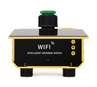 Orologio da irrigazione solare con Wi-Fi, controllo app intelligente, irrigazione automatica, 1/2 uscite, ricarica USB, sensore pioggia, programmabile, per giardino, prato, serra (2 uscite)