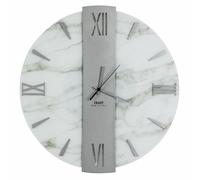 Orologio Da Muro 60 cm VEGA Struttura, Marmo Bianco SMALL Diametro 60 cm lancette in metallo numeri colore Grigio a rilievo lastra centrale grigio bianco