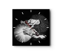 ARTTOR Orologio da Parete in Vetro Ballerine balletto danza 40x40cm Piccolo Moderno Orologio da Muro Per Casa Cucina Soggiorno Silenzioso Wall Clock Decorazione Orologio da Appendere - C3AC40x40-5050