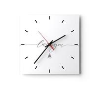 ARTTOR Orologio da Parete in Vetro Ti amo scritto a mano 40x40cm Piccolo Moderno Orologio da Muro Per Casa Cucina Soggiorno Silenzioso Wall Clock Decorazione Orologio da Appendere - C3AC40x40-4644