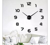 Orologio da Muro Parete con Movimento Silenzioso Nero Casa Adesivo Grande