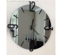 Orologio Da Muro Struttura, è uno specchio Nero Fume' ALFA SMALL Diametro 45 cm lancette in metallo numeri colore Nero a rilievo , l'orologio specchio nero