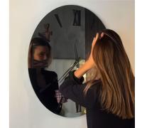 Orologio Da Muro Struttura, è uno specchio NERO FUME' ECLISSE XL Diametro 60 cm lancette in metallo numeri colore NERO a rilievo , l'orologio specchio nero