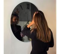 Orologio Da Muro Struttura, è uno specchio NERO FUME' ECLISSE XL Diametro 80 cm lancette in metallo numeri colore NERO a rilievo , l'orologio specchio nero