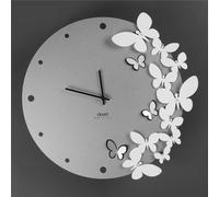 Orologio Da Muro Struttura in metallo con Farfalle IN DANZA Diametro 40 cm lancette Colore nero , colore Argento argento