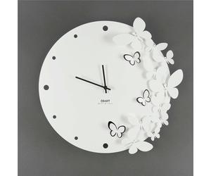 Orologio Da Muro Struttura in metallo con Farfalle IN DANZA Diametro 40 cm lancette Colore nero , colore bianco bianco