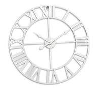 Orologio da Parete Relaxdays, Numeri Romani, Ø 60 cm, Orologio a Batteria per Salotto, Ferro, Bianco