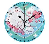 Orologio da parete 10 pollici silenzioso senza ticchettio adorabile orsacchiotto ragazzo all'interno della pancia della mamma blu decorativo alla moda orologio rotondo a batteria per camera da letto u