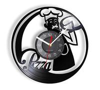 Orologio da parete 12'' Orologi decorativi al quarzo silenziosi senza ticchettio Pizzaiolo Capo Chef Pizzeria Cuoco da parete Cuoco italiano Movimento silenzioso Cucina Ristorante Arredamento Disco in