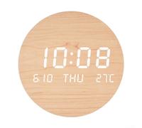 Orologio da parete, 198 x 24 mm, a LED, con visualizzazione della data e della temperatura, funzionamento silenzioso per soggiorno, camera da letto o studio