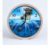 Orologio Da Parete 25cm Tondo Quarzo Legno Natura dell'isola di pesce