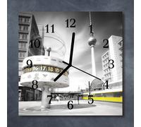 Orologio Da Parete 30x30 cm Vetro Temperato Decorazione Berlino nero