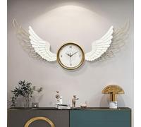 Orologio da parete 3D con ali d'angelo, grande, silenzioso, moderno, per soggiorno, camera da letto, ufficio, nessun rumore di zecche, 120 × 60 cm