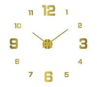 Orologio da parete, 3D fai da te, quadrante luminoso, senza trapano, senza cornice, silenzioso, con numeri adesivi, per soggiorno, ufficio, camera da letto, decorazione moderna della casa, dorato,