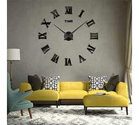 Orologio da parete 3D fai da te senza cornice, grande, moderno, numeri romani, adesivo a specchio 3D, decorazione per casa e ufficio, per soggiorno e camera da letto