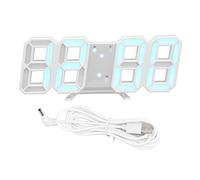 Orologio da Parete 3D LED, Orologio da Parete Digitale 12/24 Ore Visualizzazione Ora/Data Luce Notturna Sveglia Visualizzazione Temperatura Funzione(8.86 x 3.54 x 1.65in-Conchiglia Bianca Parola Blu)