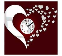 OROLOGIO DA PARETE 3D MODERNO A SPECCHIO ANALOGICO ADESIVO CON DECORAZIONE CUORE