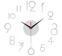 Orologio da parete 3D senza cornice, facile da installare, funzionamento silenzioso e posizionamento personalizzato a forma di numero, per decorazioni residenziali (argento)