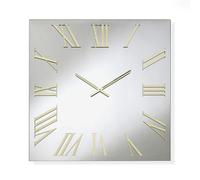 Orologio da parete 60x60 cm in cristallo e numeri Oro ROGER