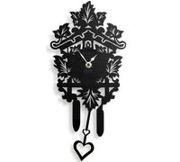 Orologio da parete a cucù BIG 74x34xh3 cm CuCù in legno e metacrilato tagliato al laser in legno nero nero