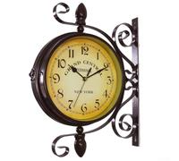 Orologio da parete a doppia stazione laterale, orologio da parete vintage su entrambi i lati, rotazione a per 360 gradi, con movimento al quarzo di qualità superiore