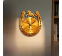 Orologio da parete a ferro di cavallo personalizzato con stampa piatta 2D per sposi, moglie, marito, famiglia, amici, tema cavallo personalizzato, cartello artistico da parete con nome personalizzato