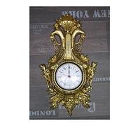 Orologio da parete a forma di cigno in oro con termometro, look barocco anticato, 38 x 65 cm, orologio al quarzo