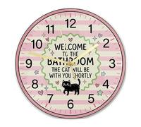 Orologio da parete a forma di gatto, con cuori e stelle, silenzioso, per camera da letto, ufficio, classe, studio, 30 x 29 cm