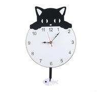 Orologio da parete a forma di gatto giocoso con pendolo a coda oscillante, funzionamento a batteria, per decorare casa e ufficio, meccanismo silenzioso per una vita tranquilla